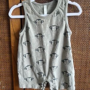 Rylee + Cru Grey Green Monkey Print Romper